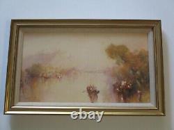 Antique Painting Impressionism Masterful Landscape River Signed 1890's Old