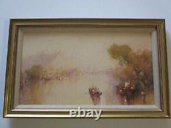 Antique Painting Impressionism Masterful Landscape River Signed 1890's Old