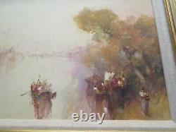 Antique Painting Impressionism Masterful Landscape River Signed 1890's Old