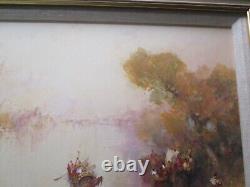 Antique Painting Impressionism Masterful Landscape River Signed 1890's Old