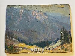 Antique Painting Landscape Impressionism 1930's Old American Mountain As Is