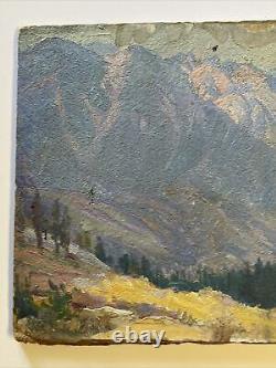 Antique Painting Landscape Impressionism 1930's Old American Mountain As Is