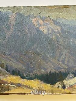 Antique Painting Landscape Impressionism 1930's Old American Mountain As Is