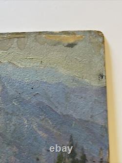 Antique Painting Landscape Impressionism 1930's Old American Mountain As Is