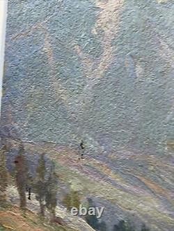 Antique Painting Landscape Impressionism 1930's Old American Mountain As Is