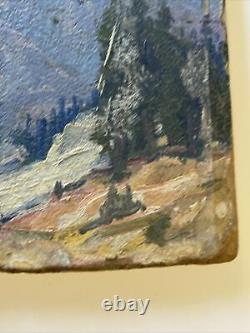 Antique Painting Landscape Impressionism 1930's Old American Mountain As Is