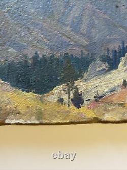 Antique Painting Landscape Impressionism 1930's Old American Mountain As Is