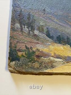 Antique Painting Landscape Impressionism 1930's Old American Mountain As Is