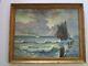 Antique Painting Over 100 Year Old Restoration Project Nautical Seascape Ships