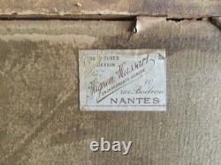 Antique Painting Sailboats in Port Jeanne Lauvernay-Petitjean Sign Rare Old 20th