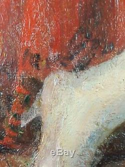 Antique Painting Seated Nude Oil Panel Original Old Vintage Picture Dipinto