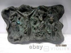 Antique Panel Copper Art Nouveau Ladys Figure Sign Patina Wall Art Rare Old 20th