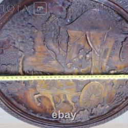 Antique Panel Panno China Historical Scene Carriage Horse Signed Rare Old 20th