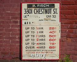 Antique Parking Sign Chestnut ST Philadelphia B Fisch Old Vintage Advertising PA