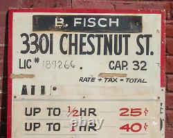 Antique Parking Sign Chestnut ST Philadelphia B Fisch Old Vintage Advertising PA