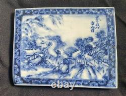Antique Plate Porcelain Blue/white China Dish Lake Decor Sign Art Rare Old 19th