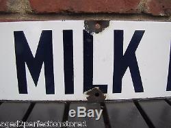 Antique Porcelain MILK AND MILK PRODUCTS Sign old dairy farm adv Preston Supply