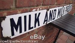 Antique Porcelain MILK AND MILK PRODUCTS Sign old dairy farm adv Preston Supply