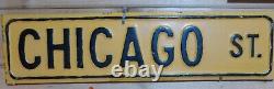 Antique Porcelain Street Sign CHICAGO ST 24 X 6 Old Sign