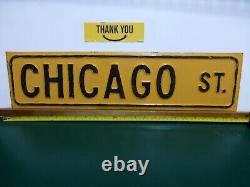 Antique Porcelain Street Sign CHICAGO ST 24 X 6 Old Sign