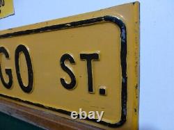 Antique Porcelain Street Sign CHICAGO ST 24 X 6 Old Sign
