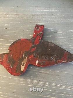 Antique Primitive Cast Iron Carnival Duck Target in Old Red Paint AAFA