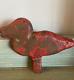 Antique Primitive Cast Iron Carnival Duck Target In Old Red Paint Marked King