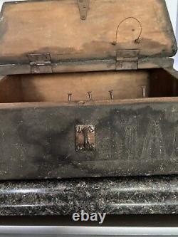 Antique Primitive Folk Art Wood Mail Box in Old Paint