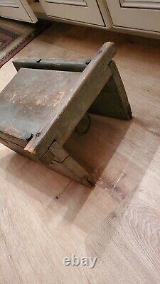 Antique Primitive Old Green Grey Paint Pa Farmhouse Mini Childs Sled L Mueller