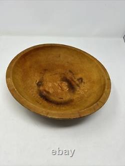 Antique Primitive Wooden Butter Dough Mixing Bowl Old Hand Turned 11.5 In X 10.5