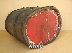 Antique Primitive Wooden Wood Barrel Keg Cask Pail Marked Old Painted Early 20th