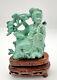 Antique Qing Old Chinese Kwanyin Guanyin Carved Natural Turquoise & Wood Stand