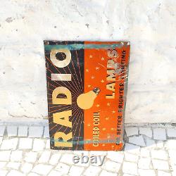 Antique Radio Lamps Bulb Advertising Tin Sign Board Rare Collectible Old TS455