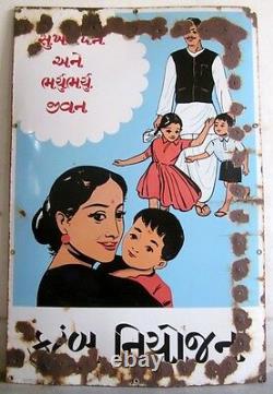 Antique Rare Indian Beautiful Family Plan Porcelain Enamel Adv Sign Board Old