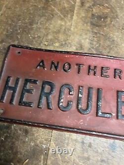 Antique Rare Old Original Another Hercules Gas Oil Engine License Plate Sign USA