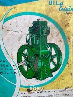 Antique Rare Old Original Pelikan Diesel Oil Engine Tin Adv Sign Board Framed