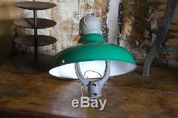 Antique Revere Harp Green Porcelain Gas Station Pole Light Shade Sinclair Old