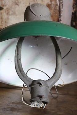 Antique Revere Harp Green Porcelain Gas Station Pole Light Shade Sinclair Old