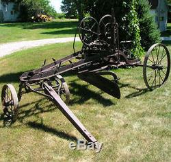 Antique Road Grader Western Wheeled Scraper Co Horsedrawn Old Iron Drag Vintage