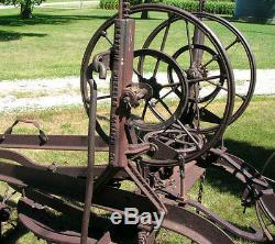 Antique Road Grader Western Wheeled Scraper Co Horsedrawn Old Iron Drag Vintage