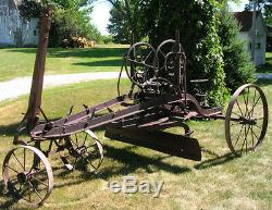 Antique Road Grader Western Wheeled Scraper Co Horsedrawn Old Iron Drag Vintage