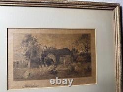 Antique Robert Shaw (1859-1912) Old Church Scene Etching Signed And Framed