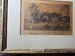Antique Robert Shaw (1859-1912) Old Church Scene Etching Signed And Framed