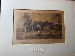 Antique Robert Shaw (1859-1912) Old Church Scene Etching Signed And Framed