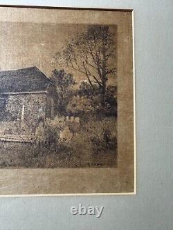 Antique Robert Shaw (1859-1912) Old Church Scene Etching Signed And Framed