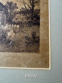 Antique Robert Shaw (1859-1912) Old Church Scene Etching Signed And Framed