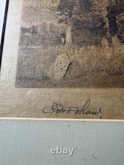 Antique Robert Shaw (1859-1912) Old Church Scene Etching Signed And Framed