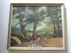 Antique Roland Mcnary Oil Painting Early Old California Landscape Coastal Beach