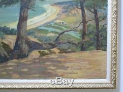 Antique Roland Mcnary Oil Painting Early Old California Landscape Coastal Beach