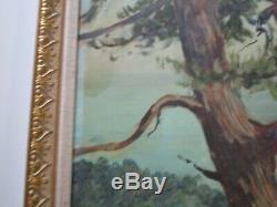 Antique Roland Mcnary Oil Painting Early Old California Landscape Coastal Beach